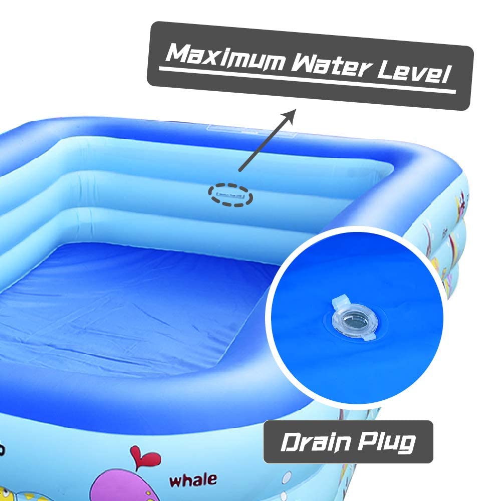 Piscina Inflable Familiar para Niños y Adultos Azul para Jardín y Patio Trasero