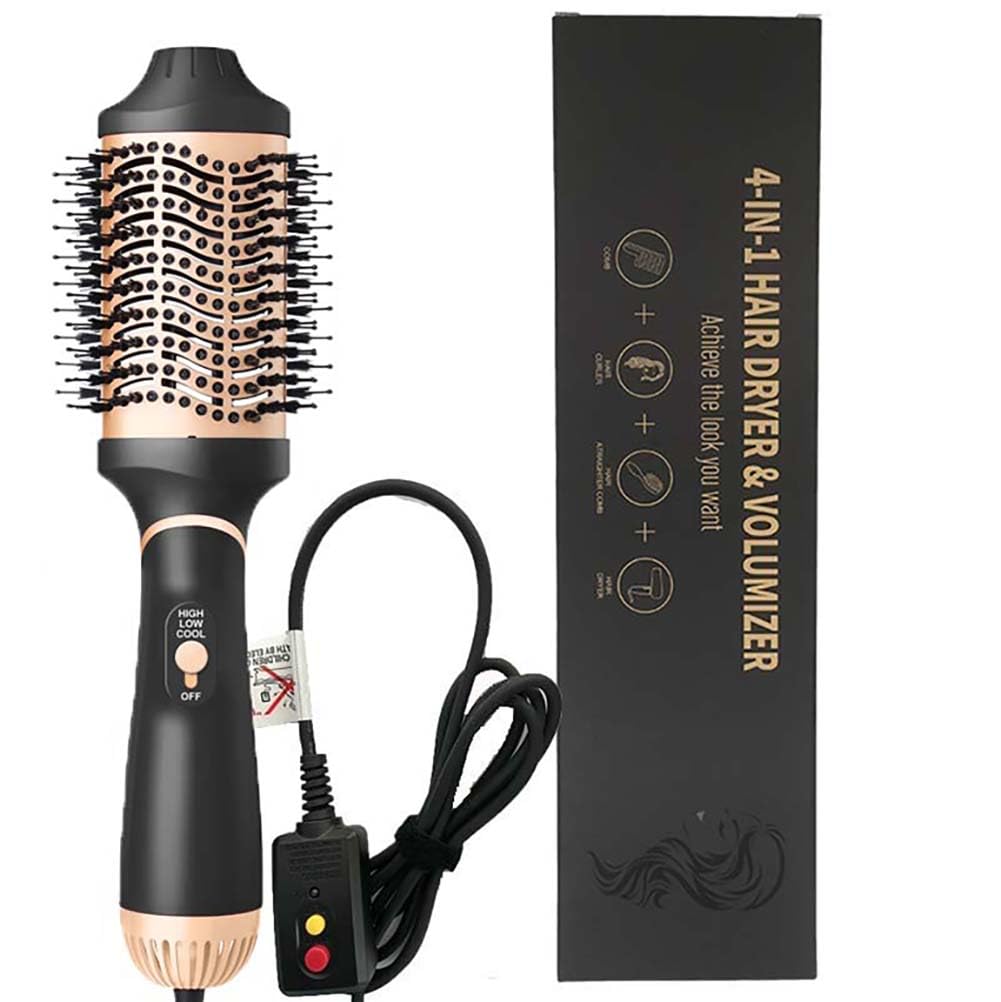 Cepillo Secador de Pelo y Voluminizador con Iones Negativos de Cerámica de Titanio Dorado