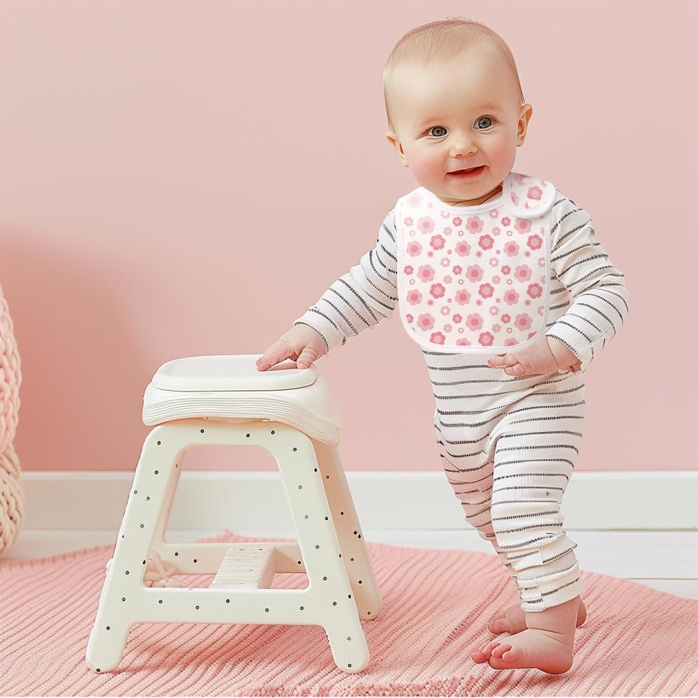 lazyrhino - Paquete de 8 baberos unisex ajustables con broches de presión ultra suaves y absorbentes para la dentición para niños y niñas (rosa-qt-8 piezas)