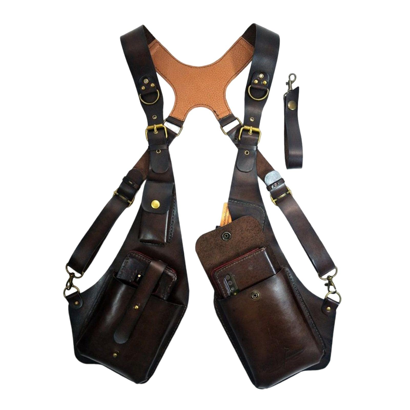 Harilla Bolsa de arnés de Hombro Steampunk, Cartera con Correa, Funda antirrobo para Hombres y Mujeres, para Montar en Bicicleta Deportiva, marrón