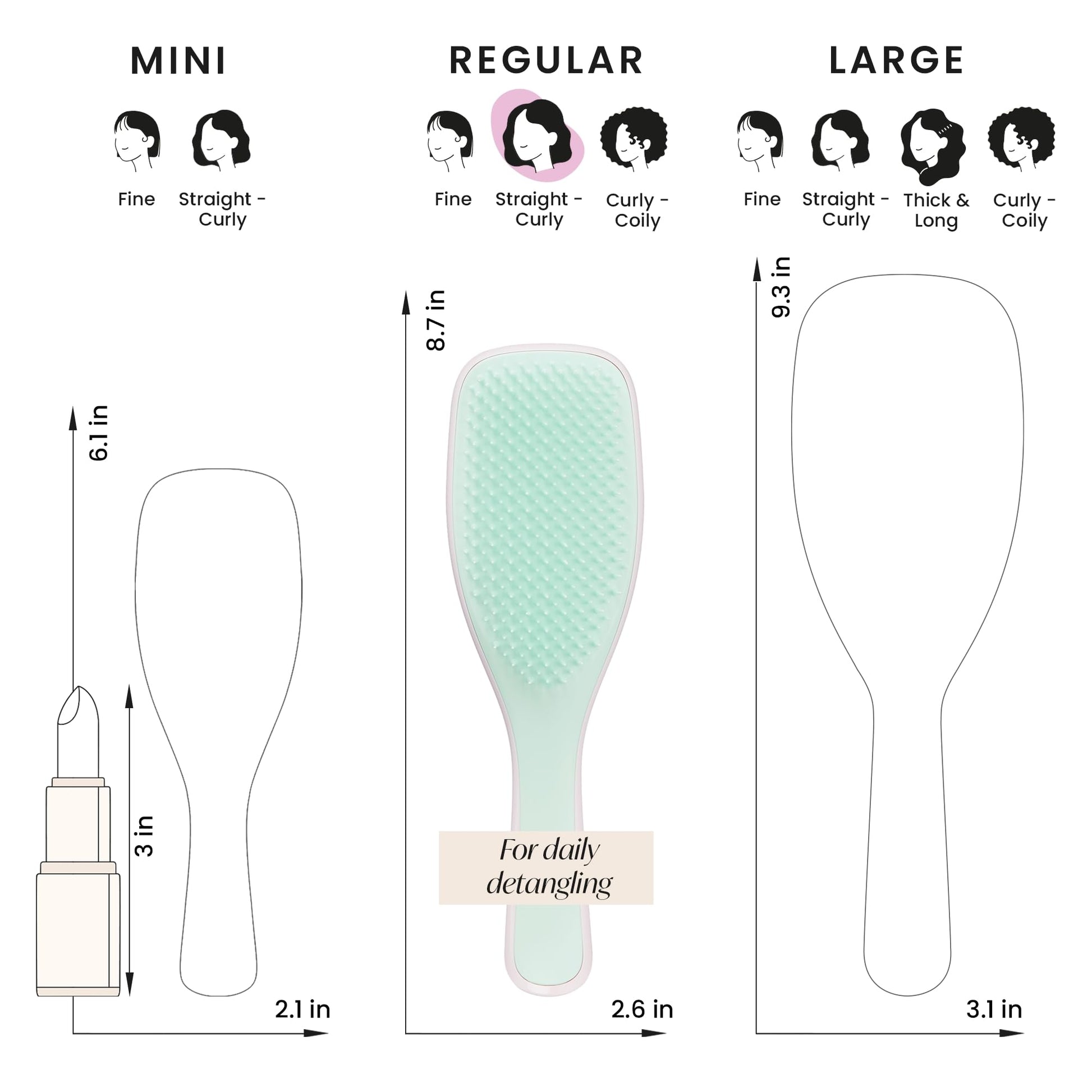 Tangle Teezer, El cepillo desenredante definitivo para cabello húmedo y seco, desenreda todo tipo de cabello, reduce la rotura, elimina los nudos, protege el cabello mojado, con cerdas de 2 capas y