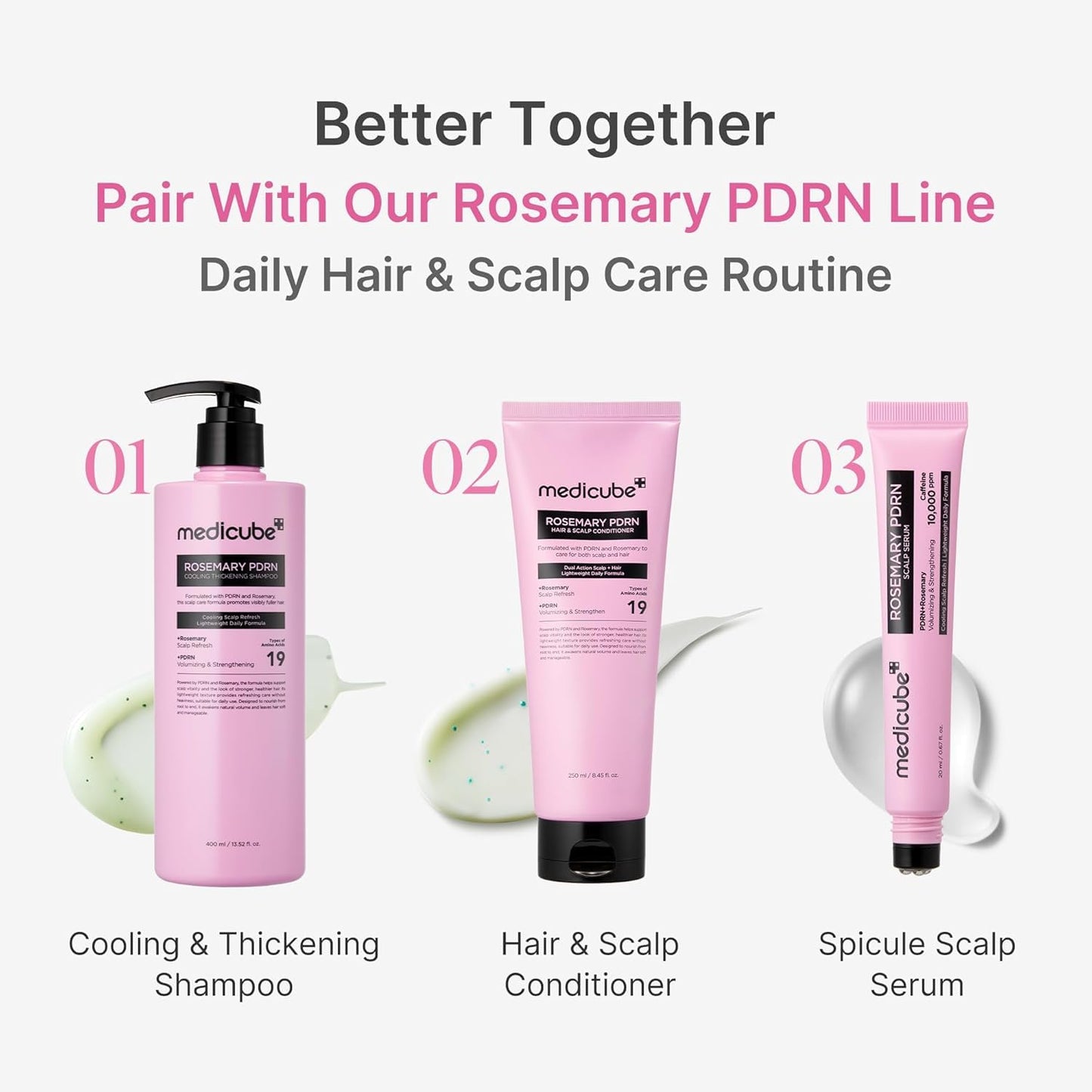 Medicube Rosemary PDRN Hair & Scalp Conditioner, con Aminoácidos y Proteínas, Fórmula Ligera 2 en 1, 250 ml