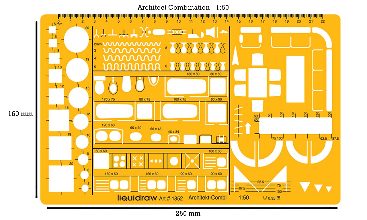 Liquidraw - Plantillas de Dibujo a Escala 1:50 para arquitectos y diseños de Muebles de Arquitectura, símbolos de diseño para el Interior de la casa