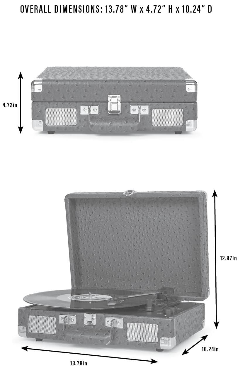 Crosley CR8005F-GW Cruiser Plus clásico 3 velocidades Bluetooth In/out veliz Tocadiscos de Vinilo Tocadiscos Verde Acuarela