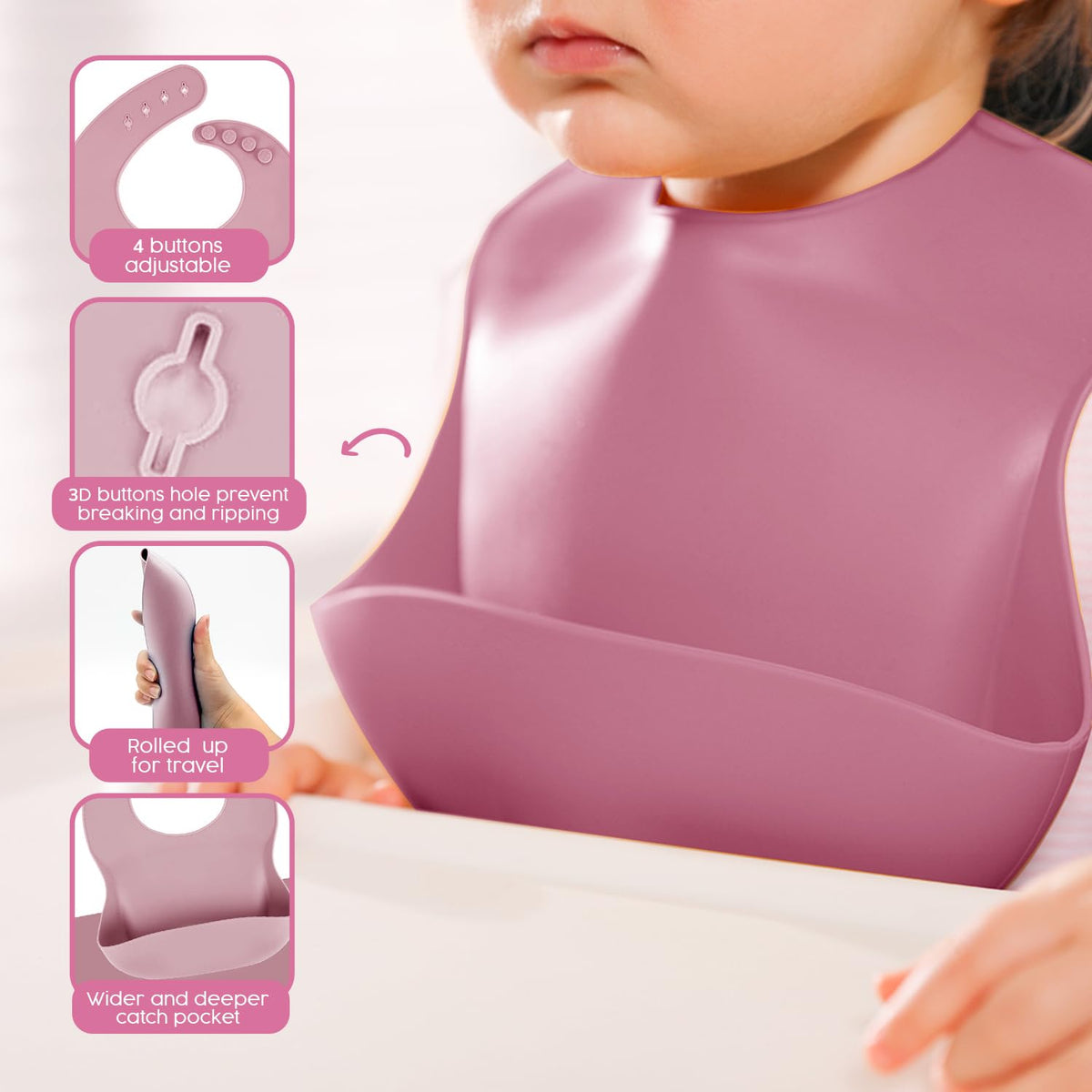 Smart Mommy 2025 - Juego de alimentación de bebé de silicona sin BPA, juego completo de platos y utensilios para bebé: platos, ventosa, utensilios, babero con grabador de alimentos y babero de viaje,