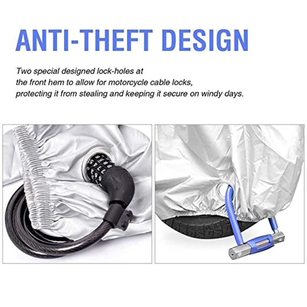 Funda Cubierta Motocicleta Motos Impermeable - Funda para Motocicleta Protección contra el Polvo, UV, Escombros, Lluvia y Clima, Aptos (XXL - Black & Silver)