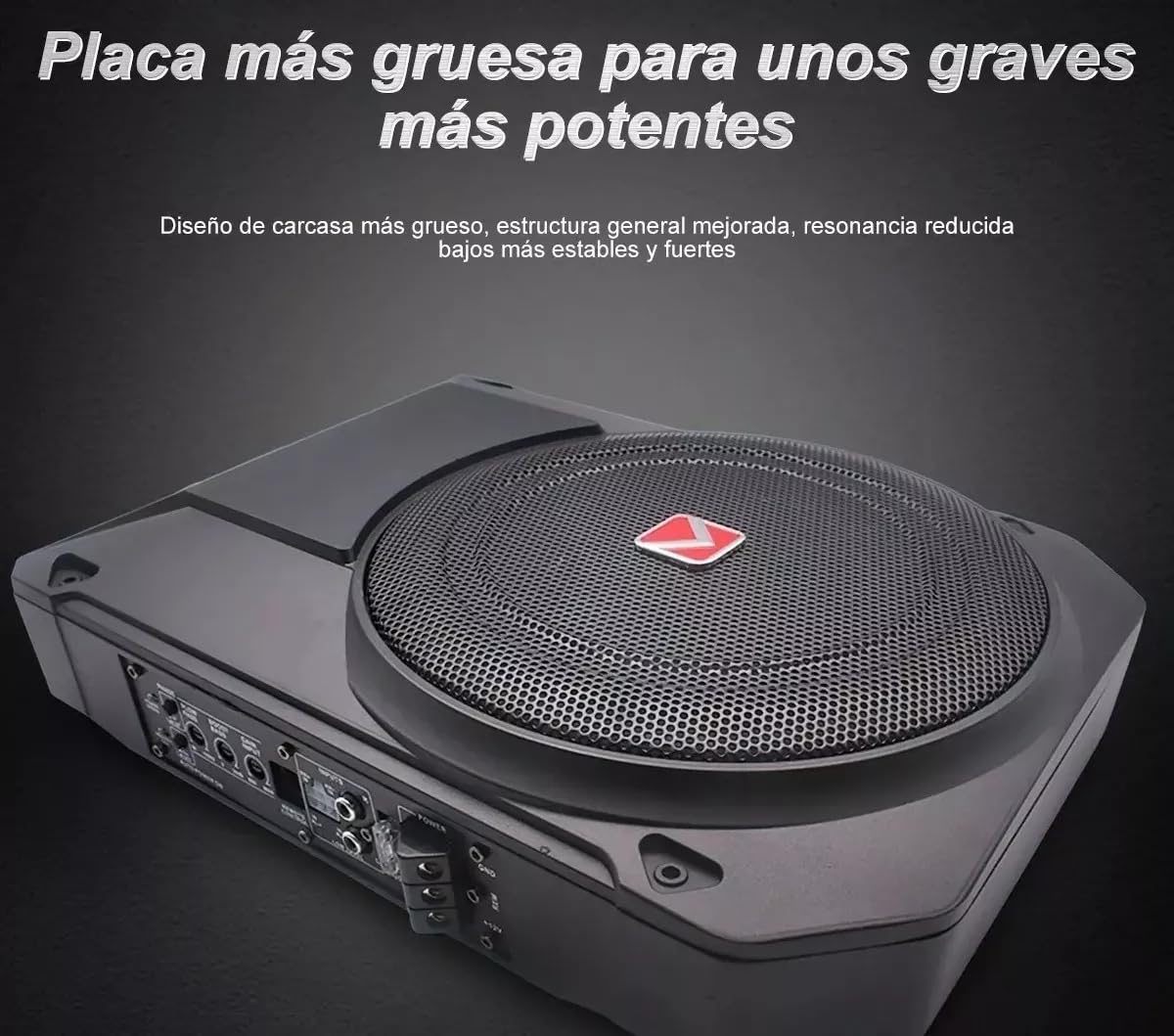 FINYQBET Subwoofer Amplificado de 10 Pulgadas, 800W con Amplificador Integrado, Diseño Delgado para Instalación Bajo el Asiento, Filtro de Paso Bajo y Refuerzo de Graves, Ideal para Autos y Camionetas