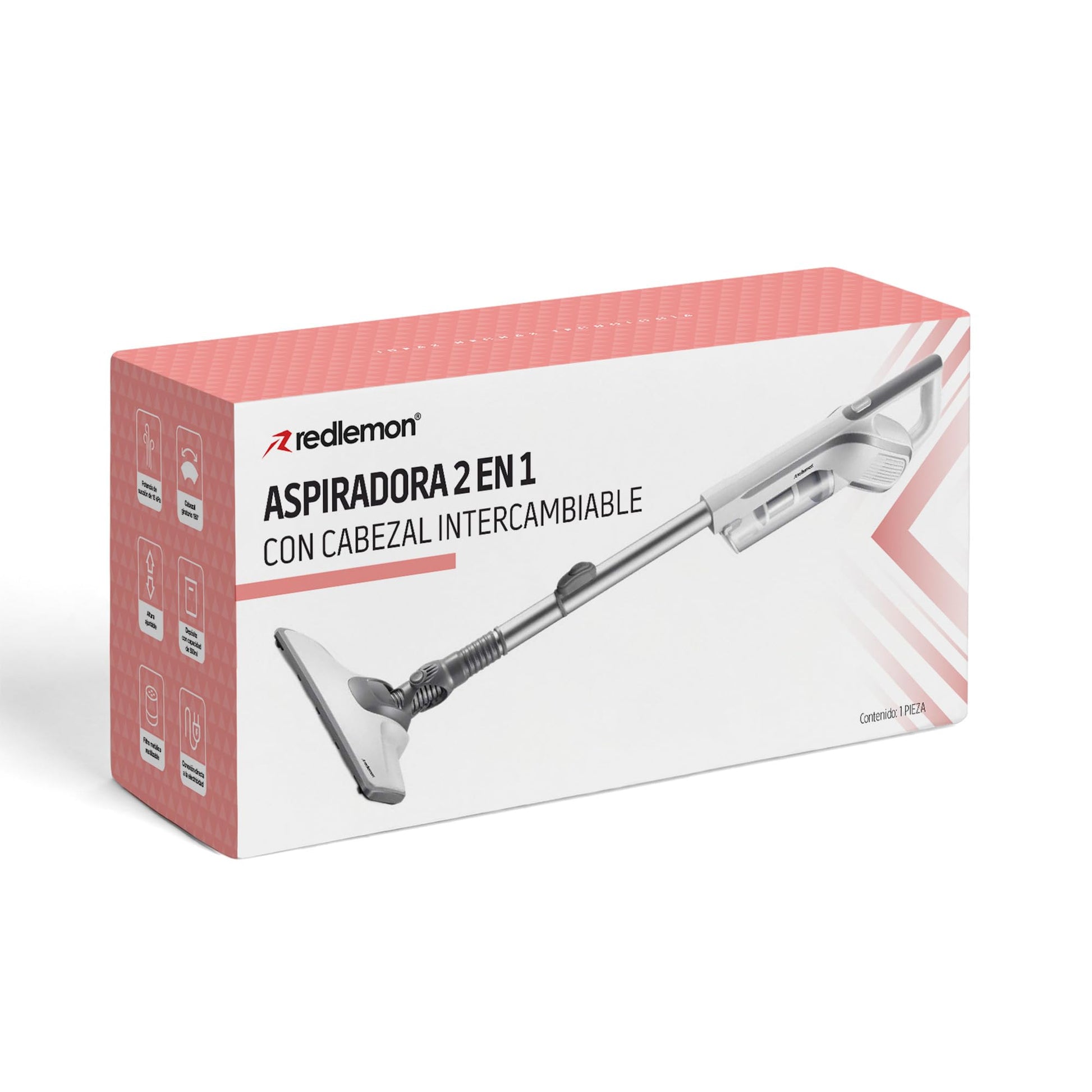 Redlemon Aspiradora Alámbrica 2 en 1: Vertical y de Mano, para Pelo de Perro, Gato, Polvo y más, con Cabezal Giratorio, Aspiradora de Mano con Filtro HEPA (Incluye Repuesto), para Casa, Auto y Oficina