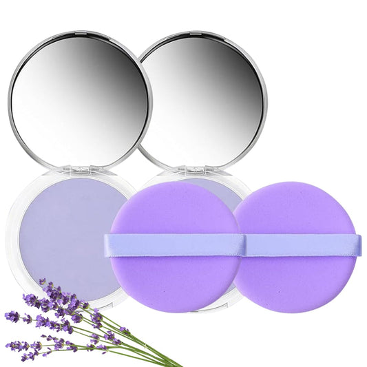 Polvo Matificador Cremoso Lavanda Maquillaje Mate Candy Bella Textura Seda Control de Aceite Elimina Brillo Facial Larga Duracion (Morado 2pz, Único)