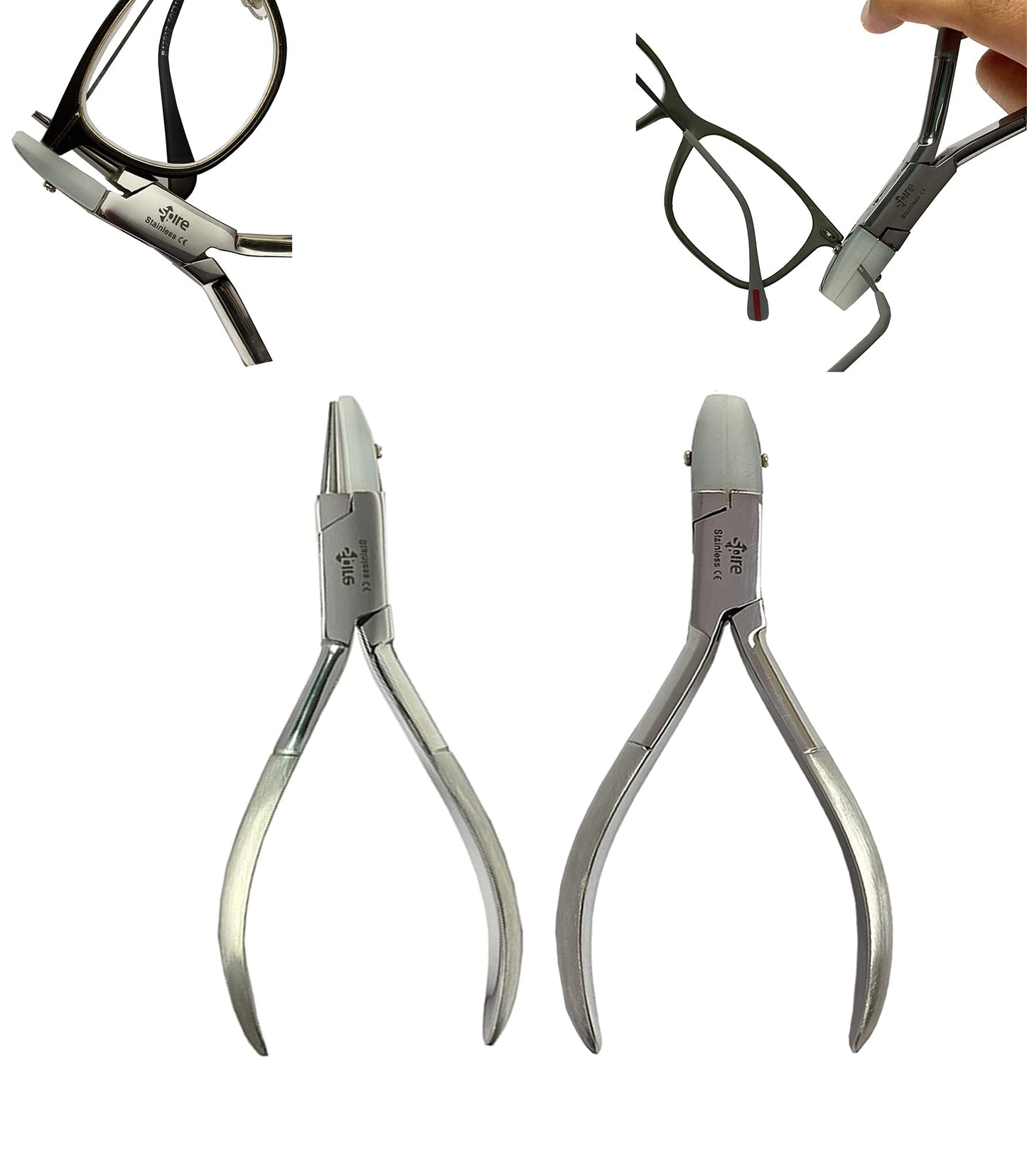 Spire Tools ® - Juego de alicates ópticos de punta redonda y plana de nailon, alicates de mandíbula para joyas (6 mm 11 mm, juego) kit de reparación de gafas