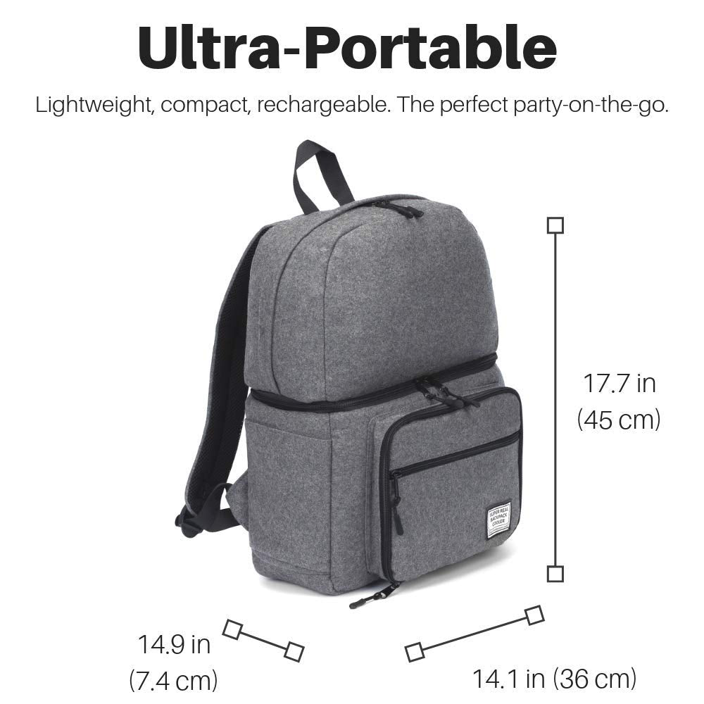 Super Real Business La Ultimate Rager: El Altavoz Bluetooth Mochila Cooler. La Prima Cooler – Mochila con Altavoces de 2017 (Gris).