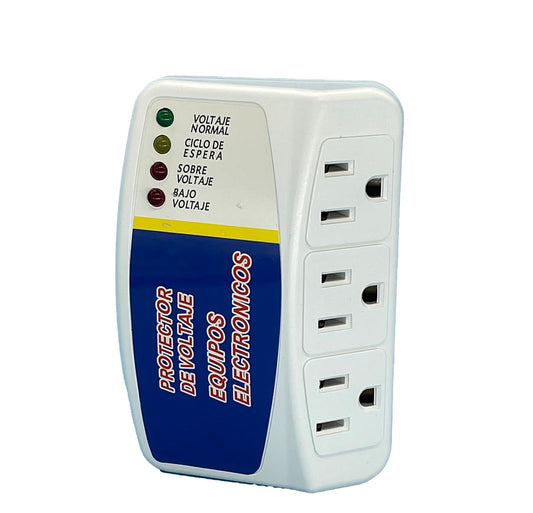 Lelukee Protector de Voltaje Protector de Sobretensión Electrónico Enchufe Protector de Sobretensión de 3 Tomas para PC/TV/Refrigerador 12A MAX 90-135V (1 Paquete)