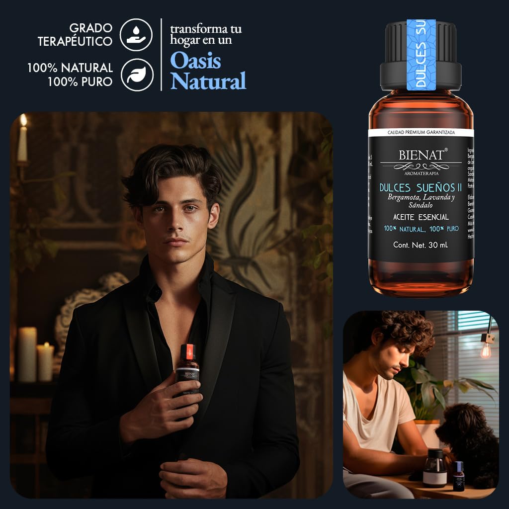 Bienat Aromaterapia Mezcla de Aceites Esenciales Dulces Sueños (Lavanda, Bergamota y Sándalo) II 30mL