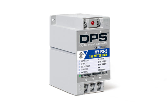 DPS Usado para Motor de 1HP(0.75kW) 3A, Convertidor monofásico a trifásico, MY-PS-2, 1 DPS Debe ser Usado para 1 Solo Motor, Entrada/Salida 200-240V, UL Listed