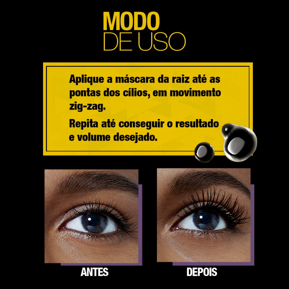 Máscara de Pestañas Maybelline The Colossal Big Shot Very Black Lavable