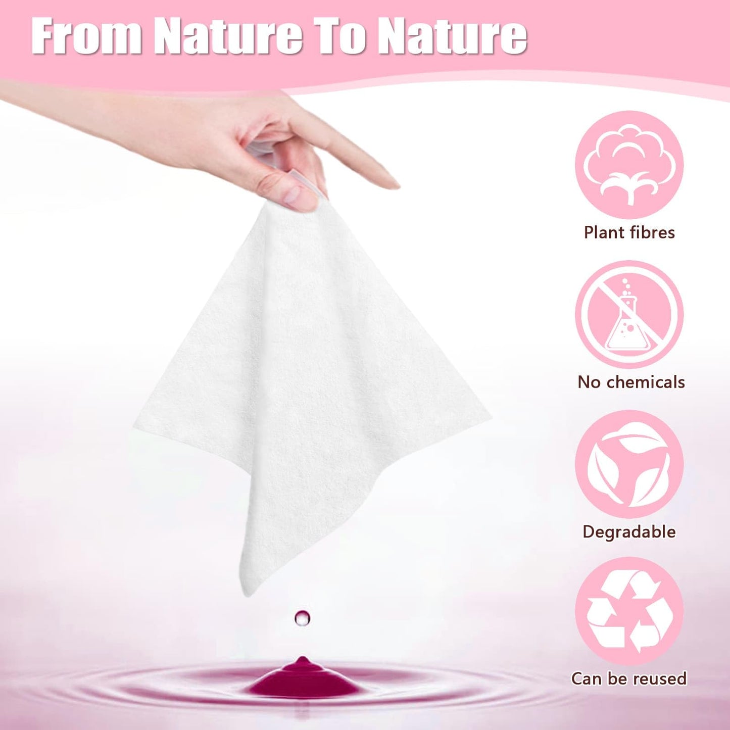 FCaeon Toallitas Faciales Desechables Comprimidas Ultra Suaves,Compressed Towel Guantes de Tocador Gruesos, Toallitas de Algodón para Desmaquillaje de Viaje, Piel Sensible, Cuidado(200 Unidad Rosa)