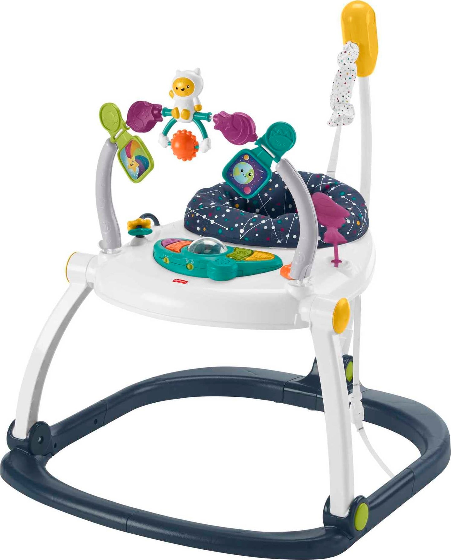 Fisher-Price Jumperoo - Centro de actividades para bebés con luces y sonidos, Astro Kitty SpaceSaver