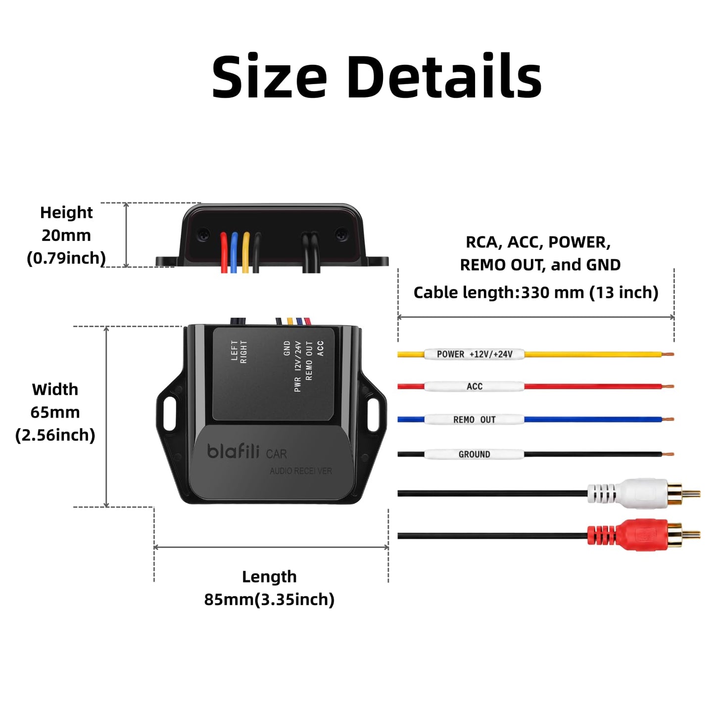 blafili - Receptor Bluetooth 5.2 para coche, aptX adaptable, aptX HD, AAC, SBC, compatible con 12 V/24 V, disparador remoto, salida RCA estéreo, adaptador inalámbrico A2DP para coche, camión, marina