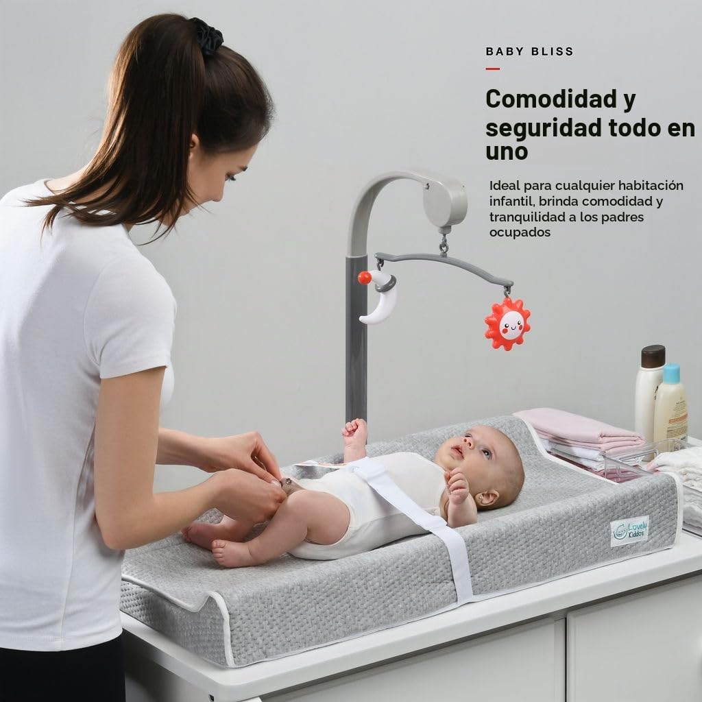 Almohadilla para cambiar pañales – Almohadilla de espuma contorneada para cambiar pañales de bebé para cómoda, lavable, suave y extraíble, cubierta exterior antideslizante + forro interior impermeable