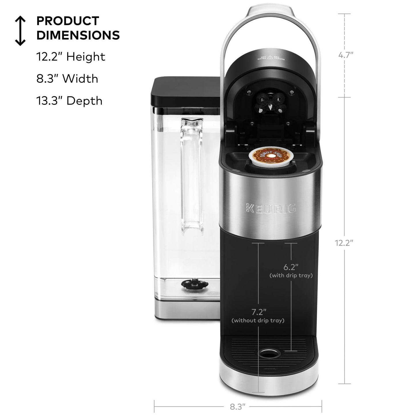 Keurig K-Supreme Plus Cafetera, cafetera K-Cup de una sola porción, con tecnología MultiStream, depósito extraíble de 76 onzas y ajustes programables, acero inoxidable