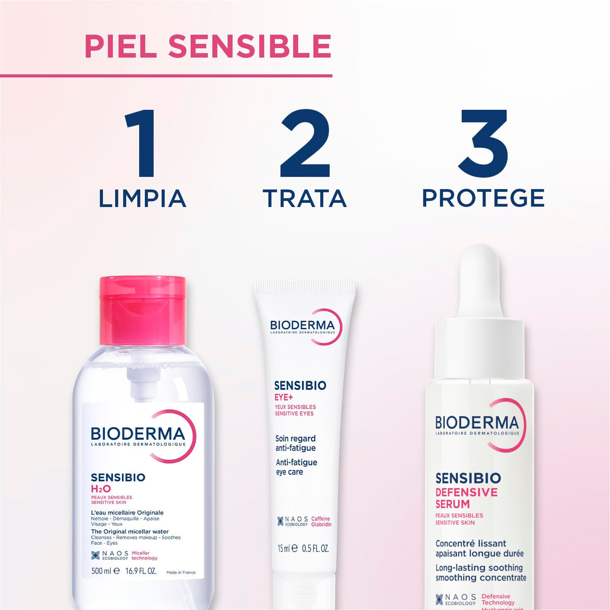 BIODERMA, Agua Micelar, Sensibio H2O Pump, Desmaquillante para Piel Sensible, Calma y Reduce la Irritación, 500 ml