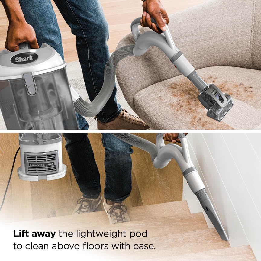 Shark NV356E S2 Navigator Lift-Away Aspiradora vertical profesional con cepillo para mascotas y herramienta para hendiduras, color blanco/plateado