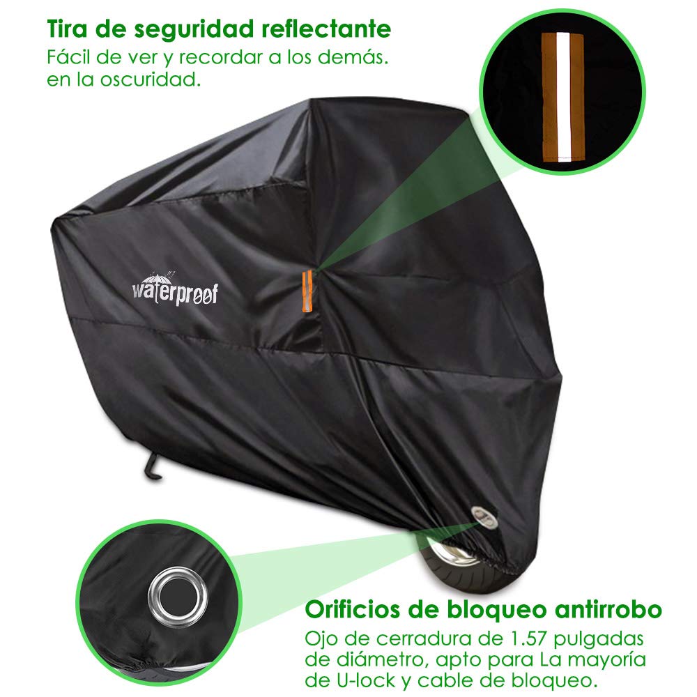 HomeChi Funda para Motocicleta, Cubierta para Motocicletas de Protección Moto Cover Impermeables contra el Polvo de Nieve UV con Bolsa de Almacenamiento de Gran Orificio de Bloqueo para Honda, Yamaha