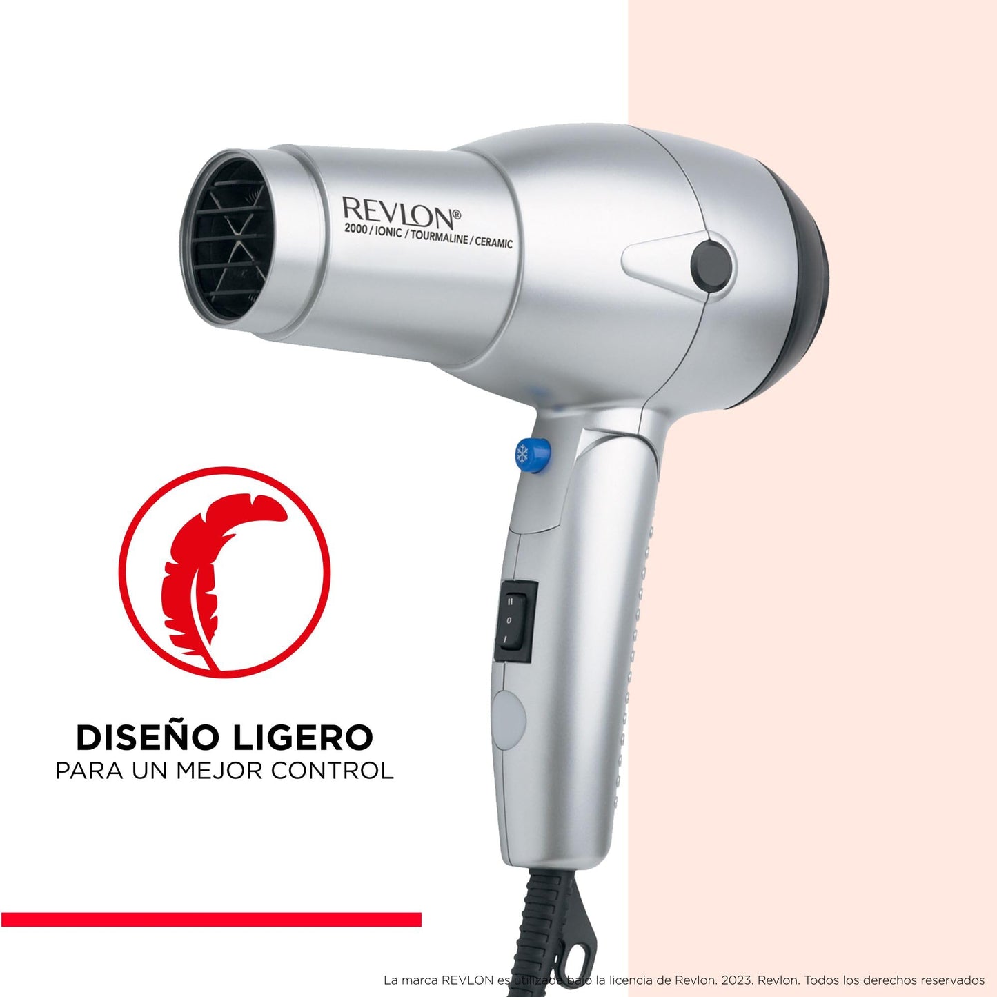 Revlon Secadora con Tecnología Iónica y Turmalina, Plata