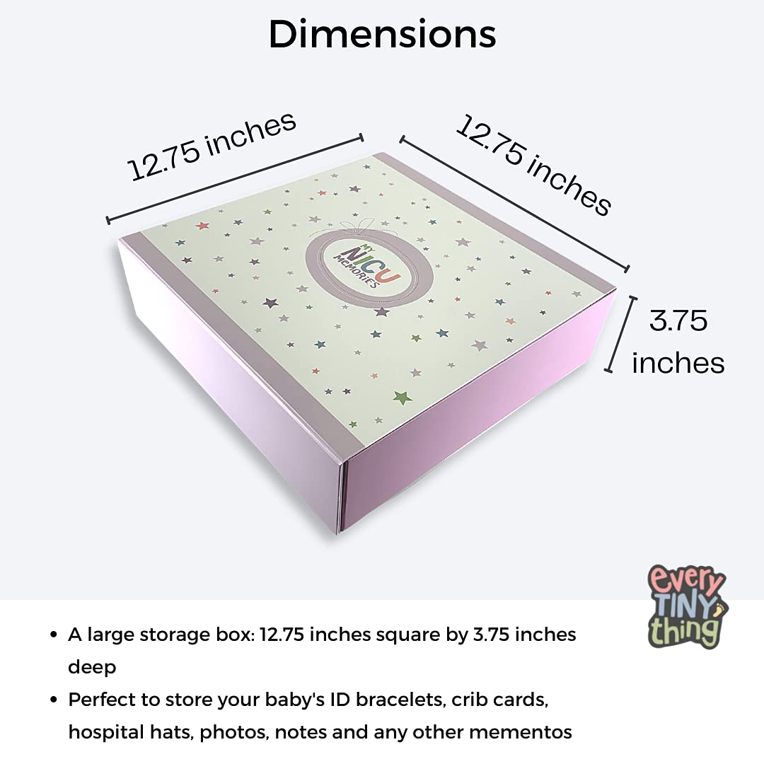 Caja de almacenamiento grande Every Tiny Thing 'My NICU Memories' – Caja de cierre magnético para guardar recuerdos de NICU (blanco, grande)