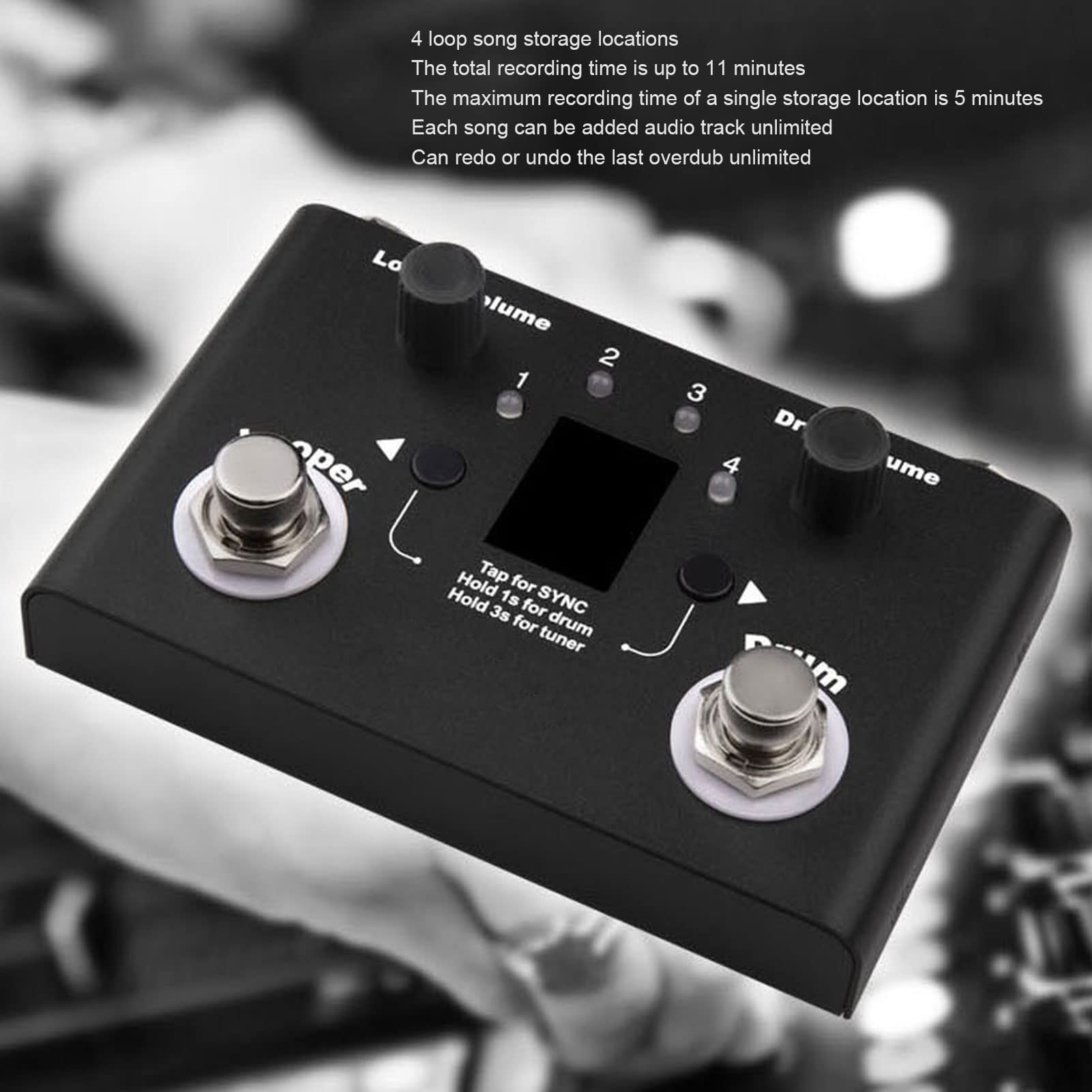Efecto de bucle, caja de ritmos Looper Pedal Sensible Afinación precisa Metal Alta resistencia para equipos de audio