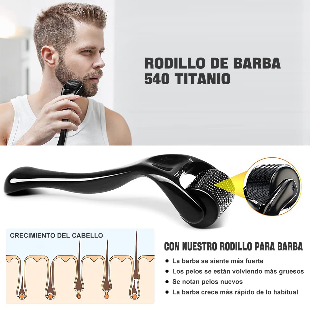 Kit Completo de Cuidado para Barba: Rodillo, Champú, Peine, Cepillo, Aceite, Bálsamo, Tijeras - Regalo Ideal para Hombres - Azul - 14 en 1