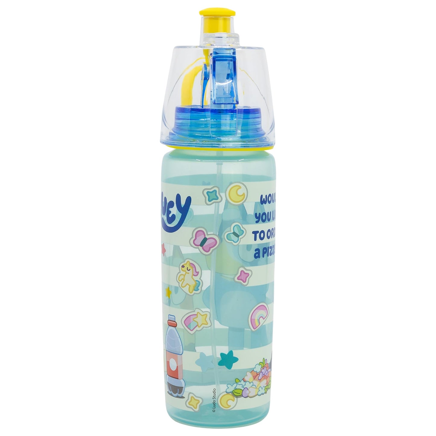 Stor – Botella de Agua para Niños con Spray y Sorbete 575 ml Bluey | Producto Oficial | Libre de BPA | A Prueba de Fugas | Tapa Segura | Sistema de Nebulización Refrescante