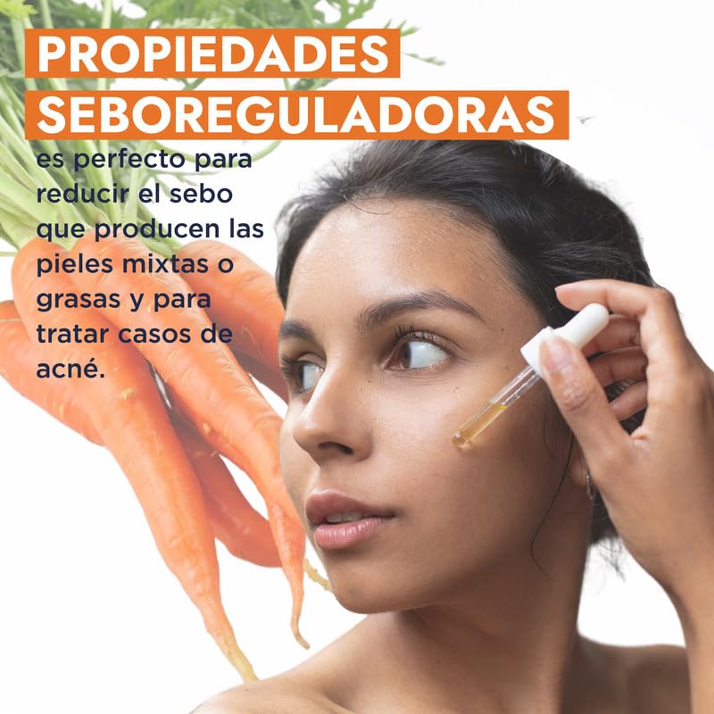 Hebbe - Aceite De Zanahoria 100% Puro 50 ml | Hidratante Reafirmante | Regenerador | Antiedad | Cabello Brillo Y Suavidad