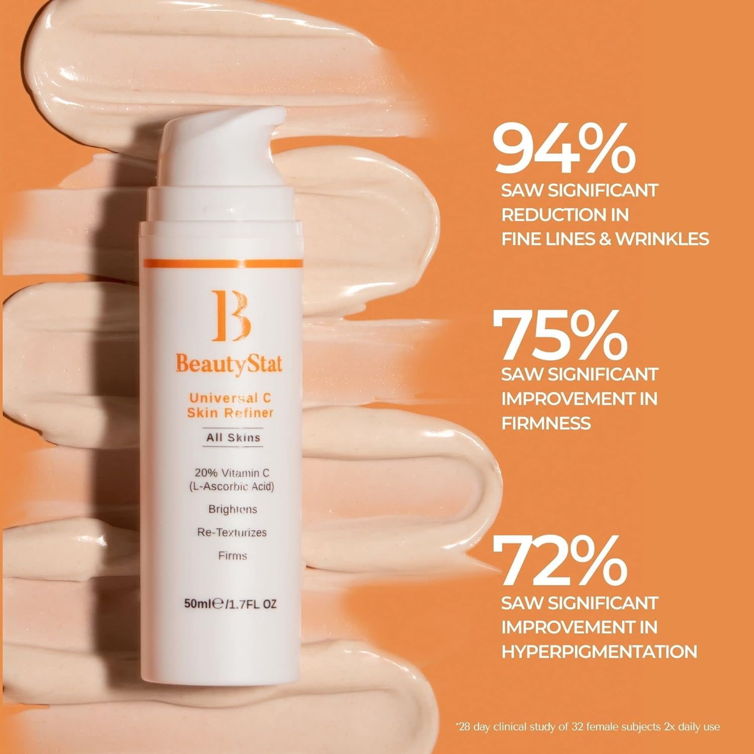 BeautyStat Universal C Skin Refiner - Suero de Vitamina C para el rostro, 20% de Ácido L-Ascorbico Puro - Creado por un Químico Cosmético con más de 20 años de experiencia - Tamaño de viaje 10 ml