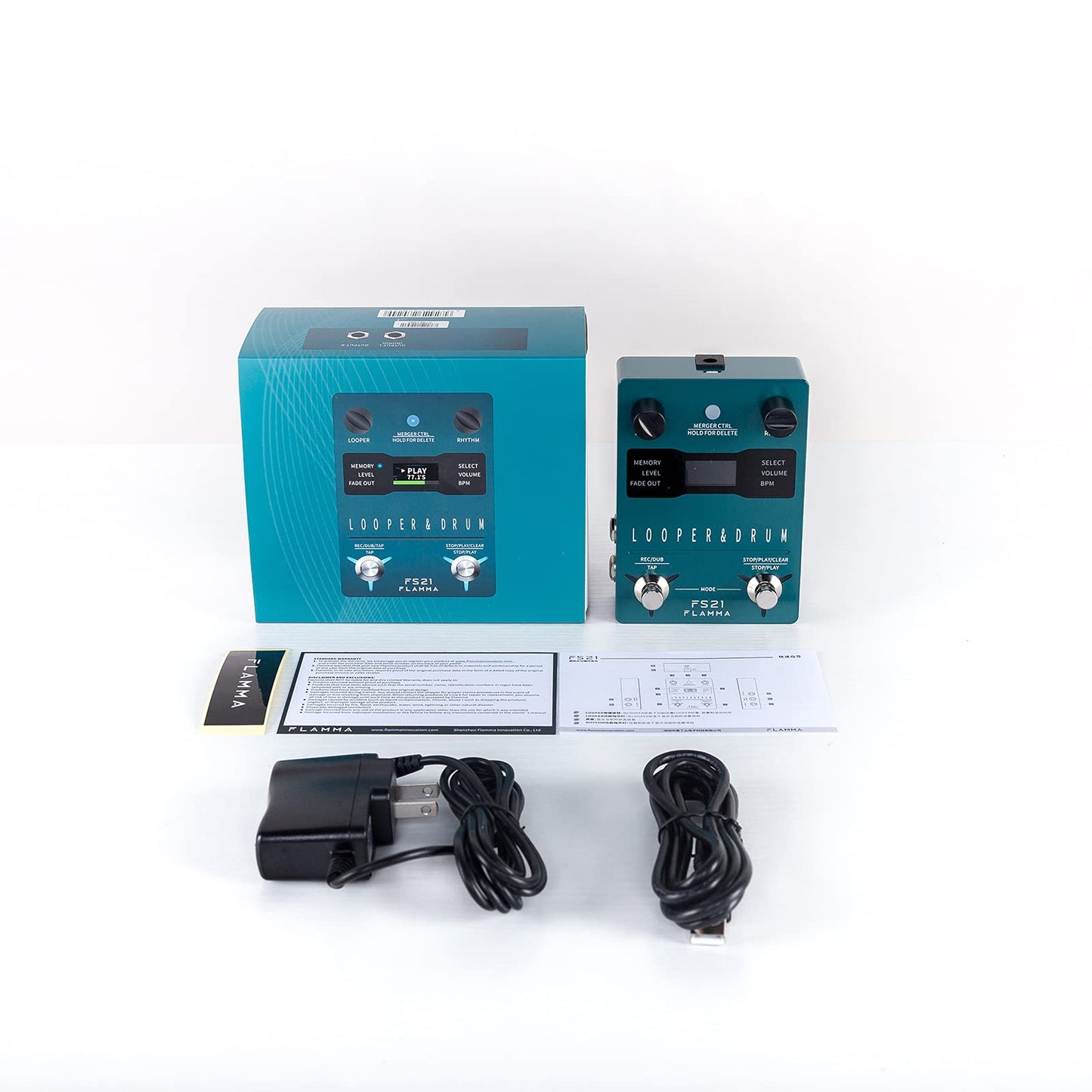 Máquina de Pedal Estéreo FLAMMA FS21 Generador de Bucle para Guitarra y Batería con Pantalla y Capacidad de Grabación en Bucle de 160 Minutos