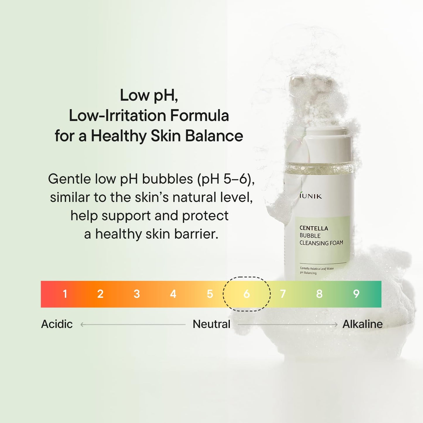 iUNIK Centella Espuma de limpieza de burbujas, 150 ml. oz. Con MAKEP:REM Safe me. Crema de hidratación para alivio de la humedad