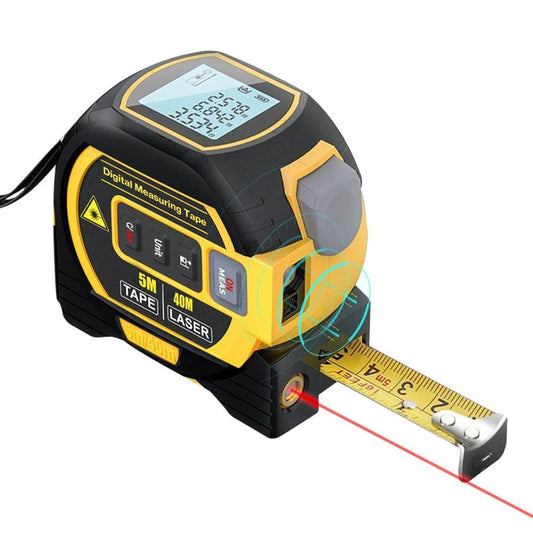 Linmeng Cinta Métrica Láser Telémetro Láser 3 En 1, Regla de Cinta Métrica de 5M, Pantalla LCD con Retroiluminación, Medidor de Distancia, Dispositivo de Medición de Edificios, Volumen de Área(40 m)