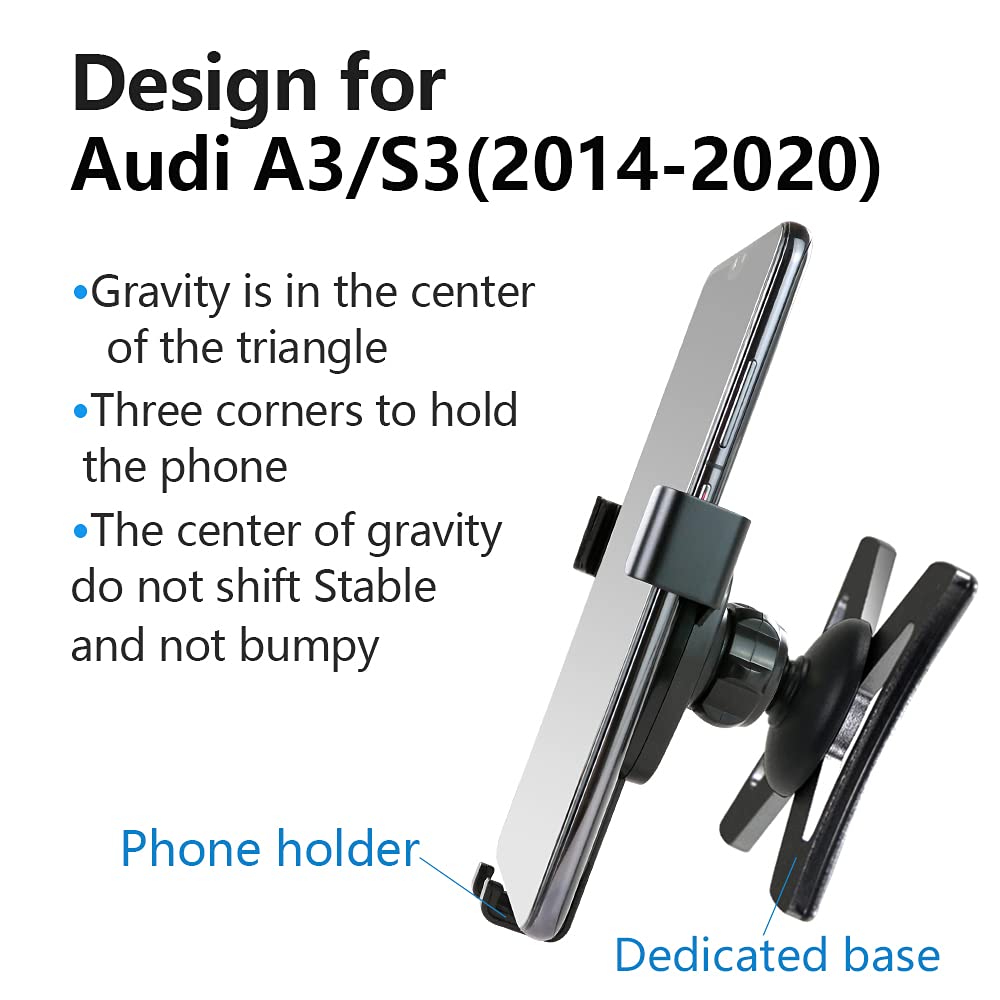Soporte para Teléfono de Coche LUNQIN Negro para Audi A3 S3 RS3 2014-2020
