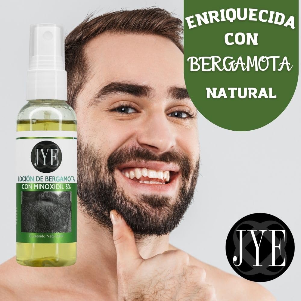 Set de Botellas JYE Bergamota Minoxidil 5% Cabello y Barba Unisex Crecimiento y Fortalecimiento
