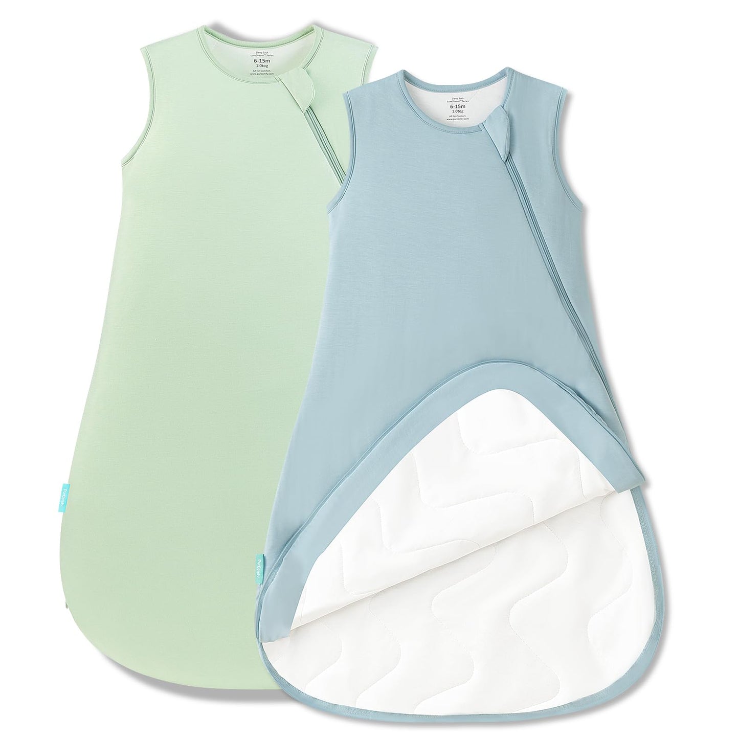 PurComfy - Saco de dormir de viscosa de bambú supersuave, 1.0 TOG para bebé, pizarrón y salvia, 6-15 Months