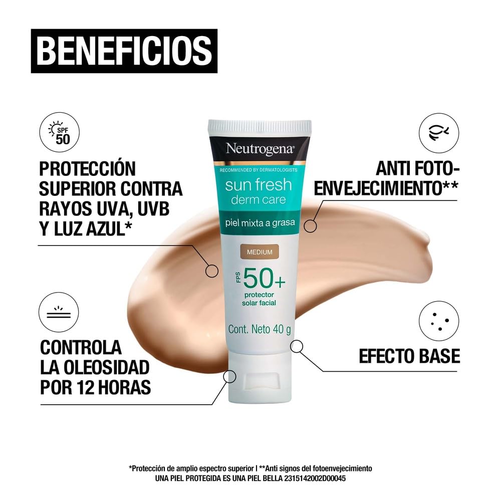 Protector Solar Facial Neutrogena Sun Fresh Medio con Niacinamida FPS50+