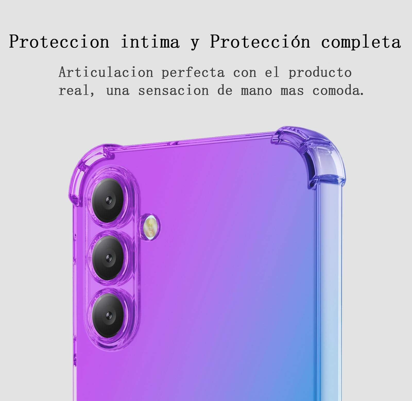 DABUNA Funda para Samsung Galaxy A16 5G Case Uso Rudo,Transparente Colores Degradados Protectora de Cámara Anticaída Carcasa Bumper(Púrpura Azul)