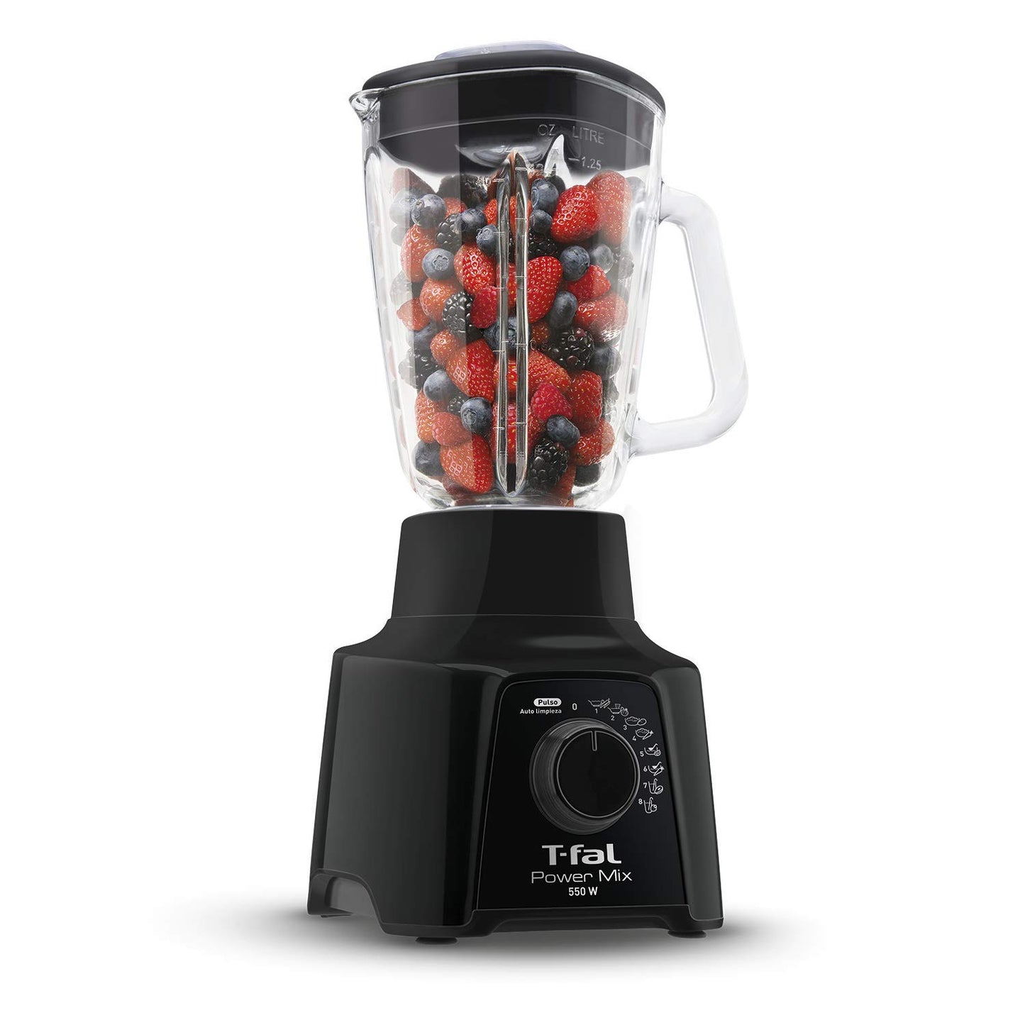Licuadora T-fal Negra Powermix Vidrio 1.25 Litros 8 Velocidades 550 W