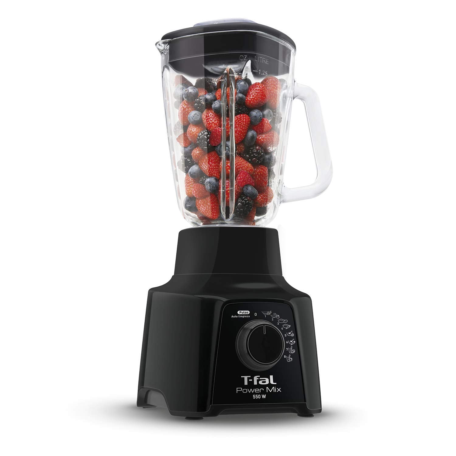Licuadora T-fal Negra Powermix Vidrio 1.25 Litros 8 Velocidades 550 W