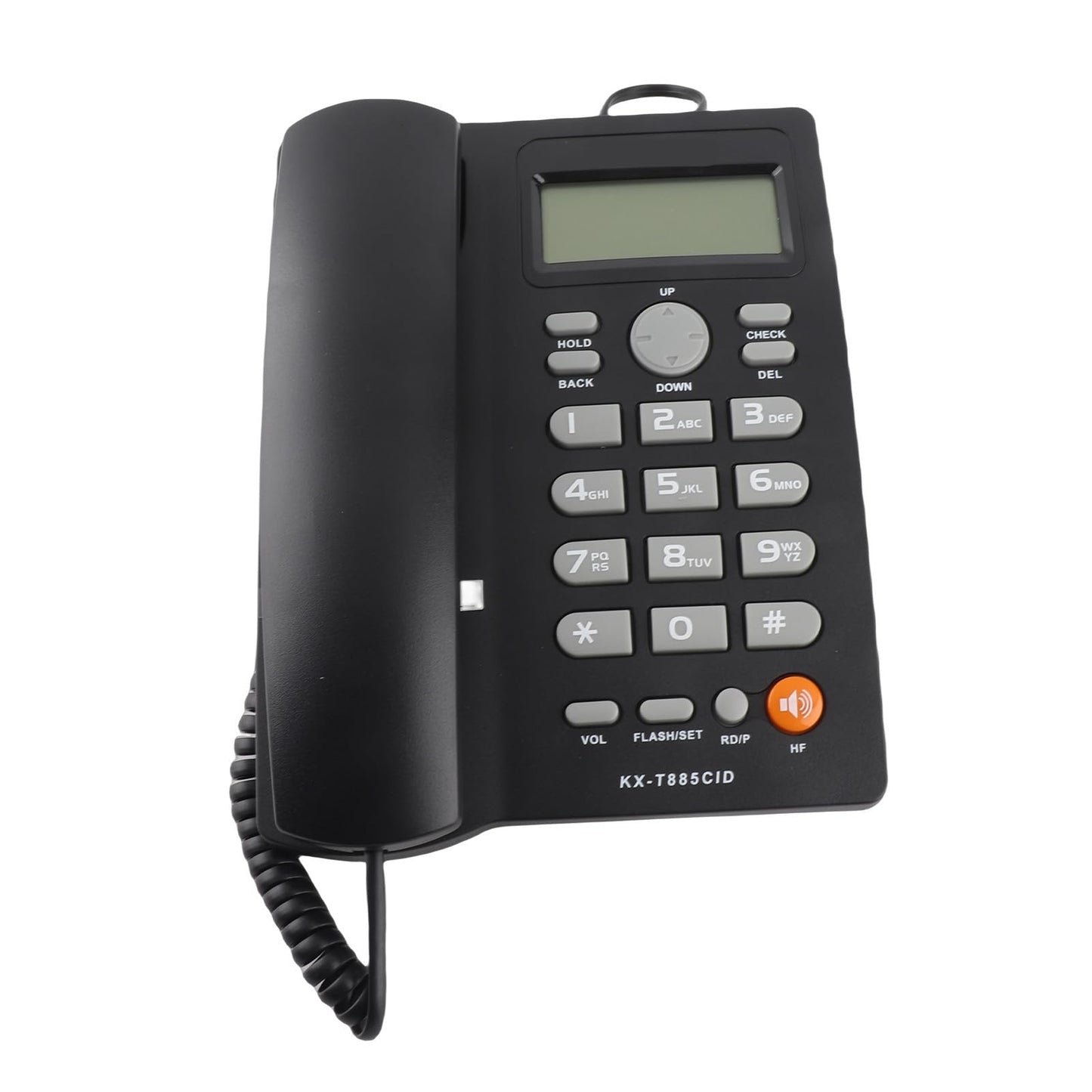 Teléfono con Cable Identificador de Llamadas Teléfono Manos Libres Oficina Hogar Hotel Teléfono Fijo Claro Sonido Marcado Rápido Función de Pausa / Retención Último Número Volver a Marcar(Negro)