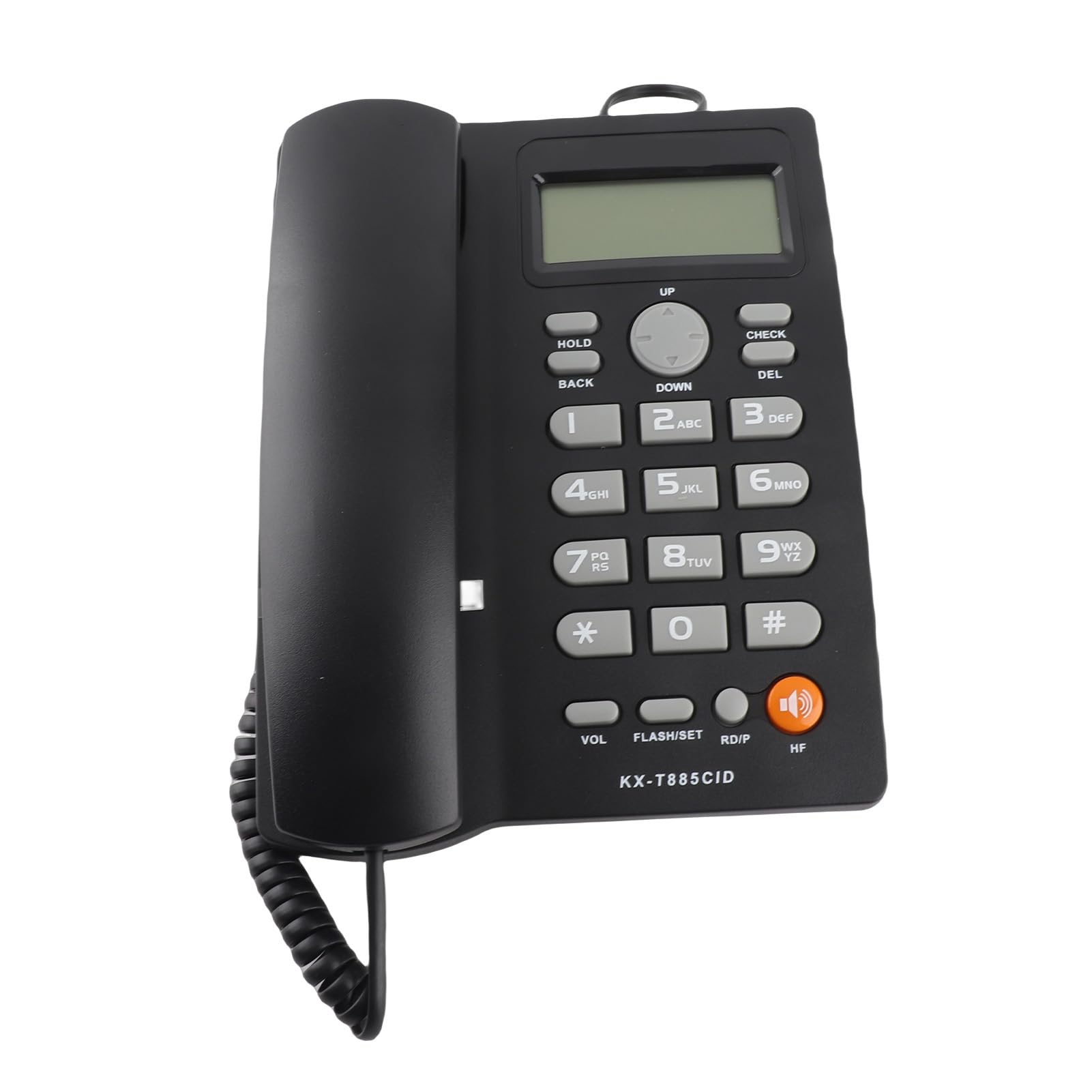 Teléfono con Cable Identificador de Llamadas Teléfono Manos Libres Oficina Hogar Hotel Teléfono Fijo Claro Sonido Marcado Rápido Función de Pausa / Retención Último Número Volver a Marcar(Negro)