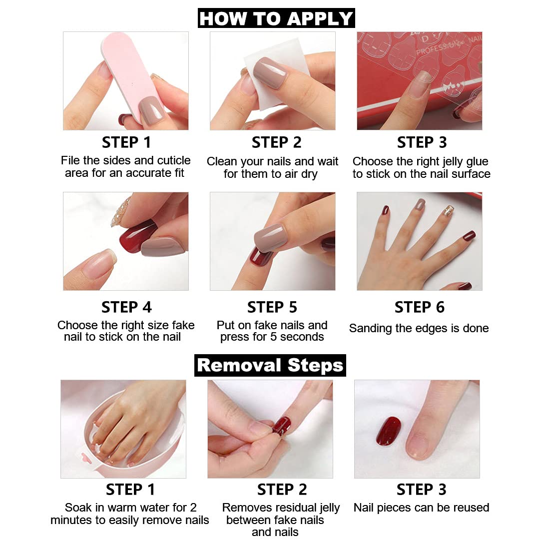 RikView Press on Nails Extra Long Pink Acrylic Nails Coffin Nail Tips Glossy Fake Nails (Pink)