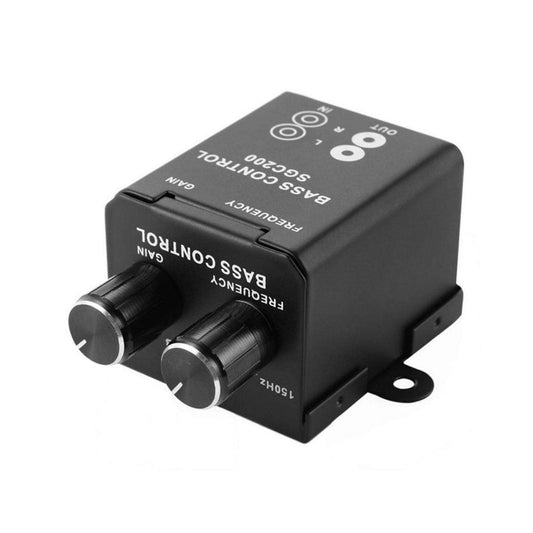 Denpetec driver de graves para coche, amplificador de audio para coche, ecualizador de subwoofer, regulador de volumen cruzado, perilla de driver de graves