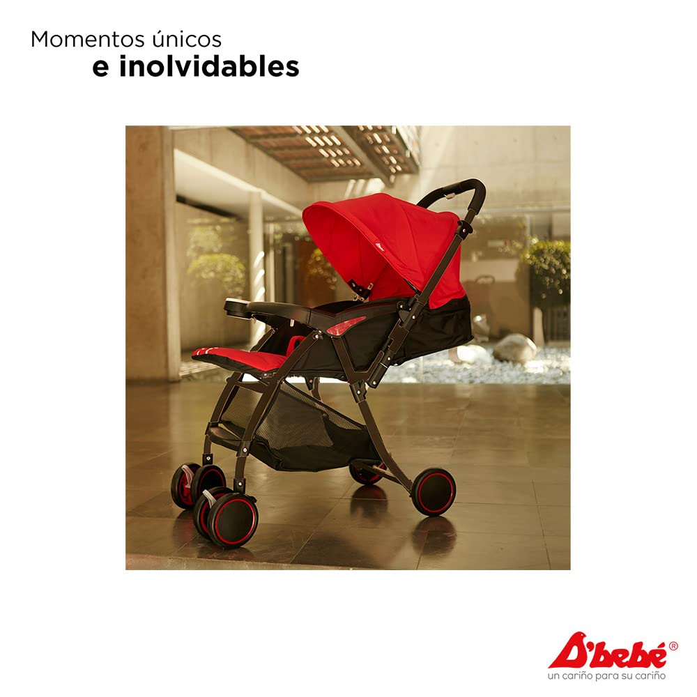 D´BEBÉ - Carriola Lu Baby - Carriola con Manubrio Reversible - Permite tener al Bebé siempre a la vista - Incluye Charola Porta Biberones - Color Roja