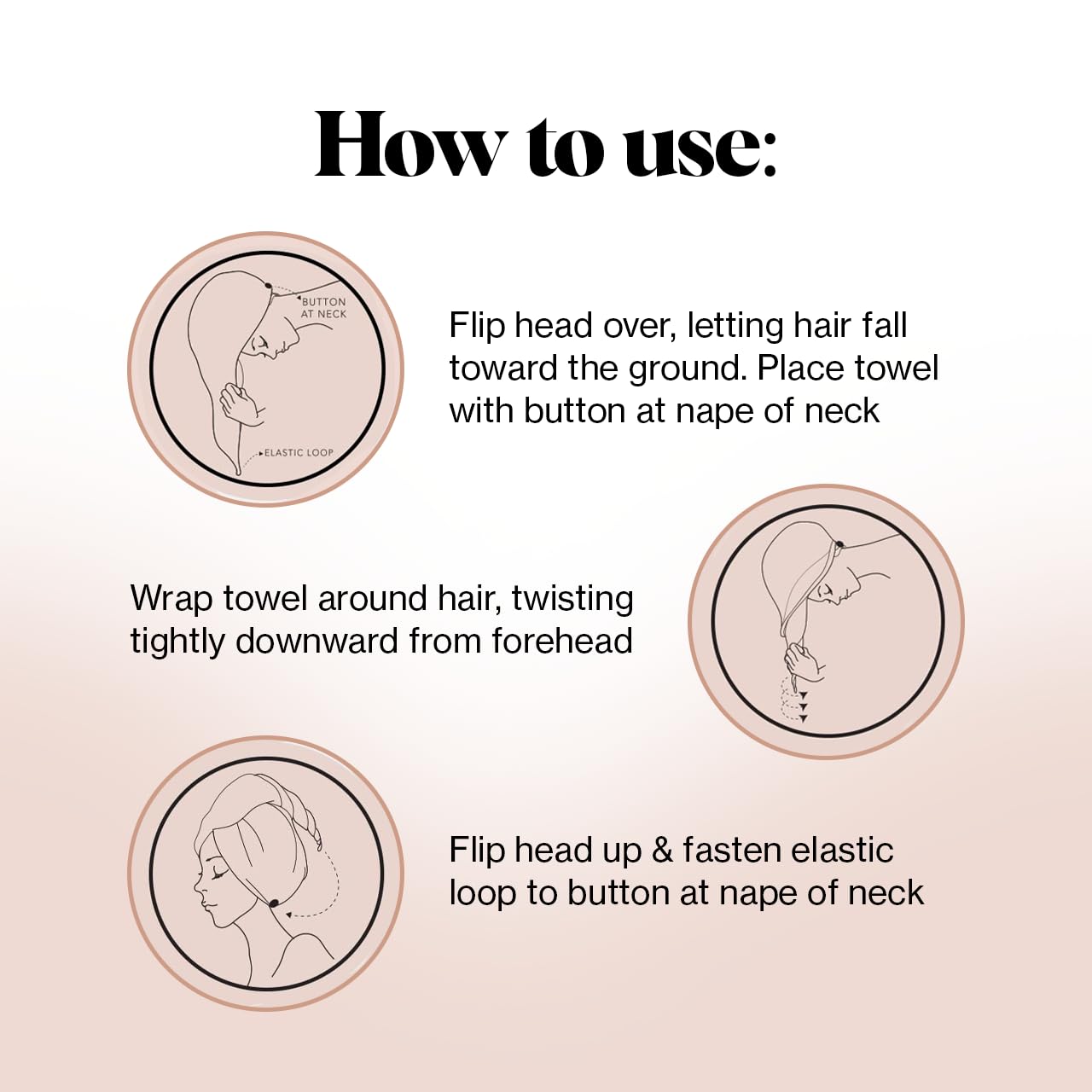 Kitsch Toalla de microfibra para el pelo para mujer, turbante de pelo para secar el cabello mojado, toallas de pelo f ciles de girar, toalla de microfibra s per absorbente y ultrasuave, toalla de pelo despu s del spa (negro)